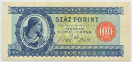 1946. 100Ft 'B 268 004857' T:F szép papír / Hungary 1946. 100 Forint 'B 268 004857' C:F fine paper Adamo F26