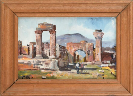 Bánfi jelzéssel: Pompeji. Olaj, karton, fakeretben. 22,5x34 cm