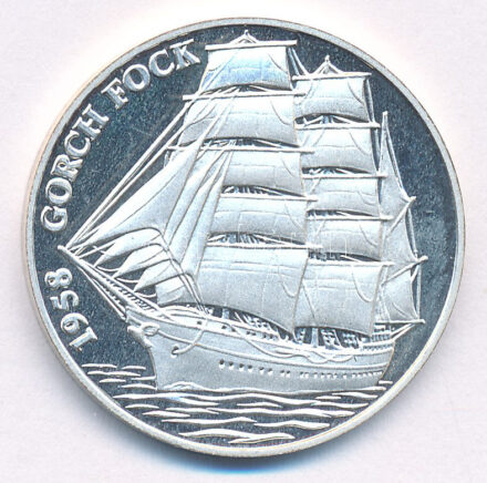 Németország 1995. 'Gorch Fock 1958' jelzetlen Ag emlékérem (9,93g/0.585/30mm) T:PP ujjlenyomat Germany 1995. 'Gorch Fock 1958' unmarked Ag commemorative medallion (9,93g/0.585/30mm) C:PP fingerprints