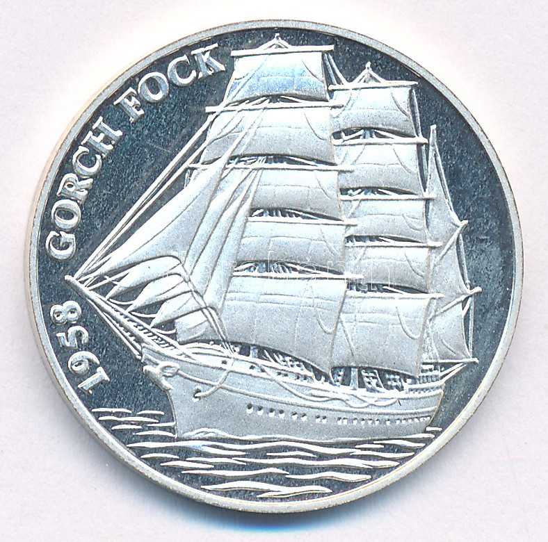 Németország 1995. 'Gorch Fock 1958' jelzetlen Ag emlékérem (9,93g/0.585/30mm) T:PP ujjlenyomat Germany 1995. 'Gorch Fock 1958' unmarked Ag commemorative medallion (9,93g/0.585/30mm) C:PP fingerprints