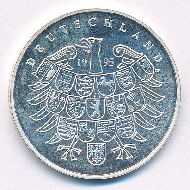 Németország 1995. 'Gorch Fock 1958' jelzetlen Ag emlékérem (9,93g/0.585/30mm) T:PP ujjlenyomat Germany 1995. 'Gorch Fock 1958' unmarked Ag commemorative medallion (9,93g/0.585/30mm) C:PP fingerprints - Image 2