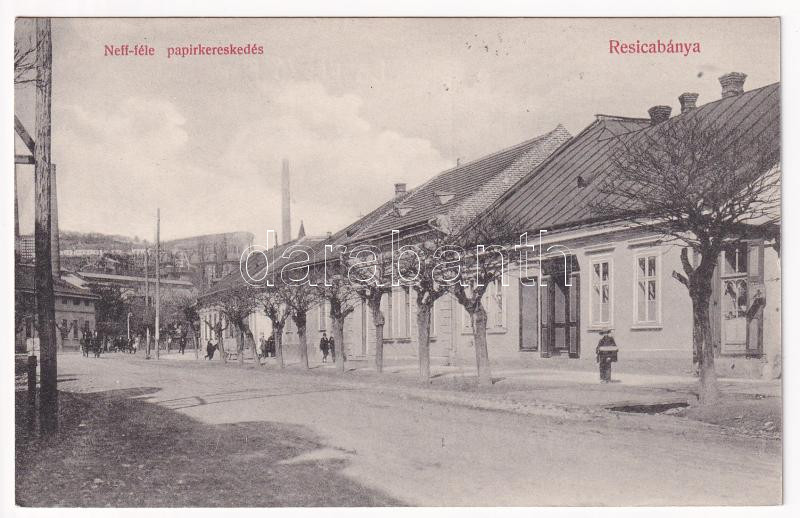 Resicabánya, Resita; Neff-féle papírkereskedés üzlete / shop