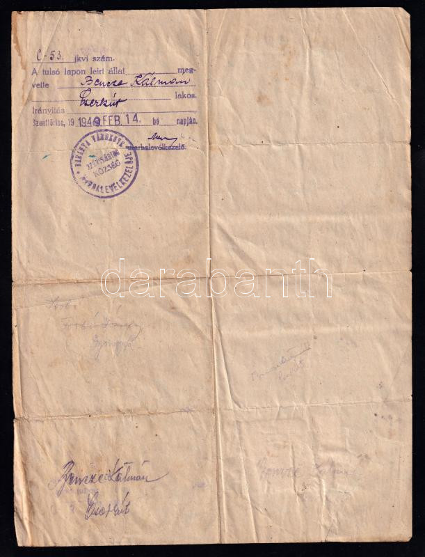 1949 Marhalevél illetékbélyeggel - Image 2