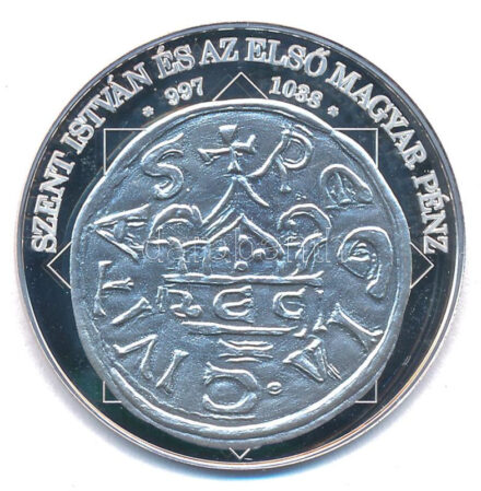 DN 'A magyar nemzet pénzérméi - Szent István és az első magyar pénz 997-1038' jelzetlen Ag emlékérem tanúsítvánnyal (10,37g/0.999/35mm) T:PP