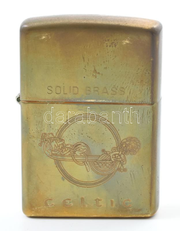 Zippo Solid Brass Celtic fém öngyújtó, kis kopásnyomokkal, m: 6 cm
