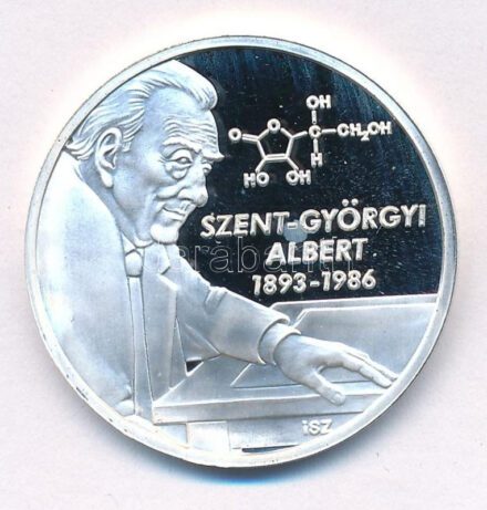 ifj. Szlávics László (1959-) 2011. 'Nagy Magyarok / Szent-Györgyi Albert 1893-1986' kétoldalas, peremen jelzett Ag emlékérem tanúsítvánnyal (10g/0.999/30mm) T:PP kis patina