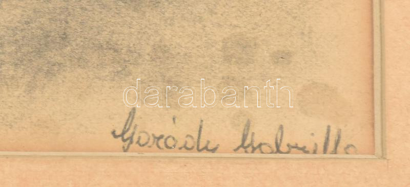 Garády Gabriella: Vitorlások. Szén, papír. 29x3805 cm, üvegezett fakeretben. - Image 2