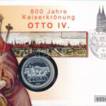 Németország 2009. 'IV. Ottó koronázásának 800. évfordulója - Braunschweigi kastély' jelzett Ag emlékérem megcímzett érmés borítékon, elsőnapi bélyegzős bélyeggel, hátoldali tanúsítvánnyal, ismertetővel (~12g/0.500/35mm)