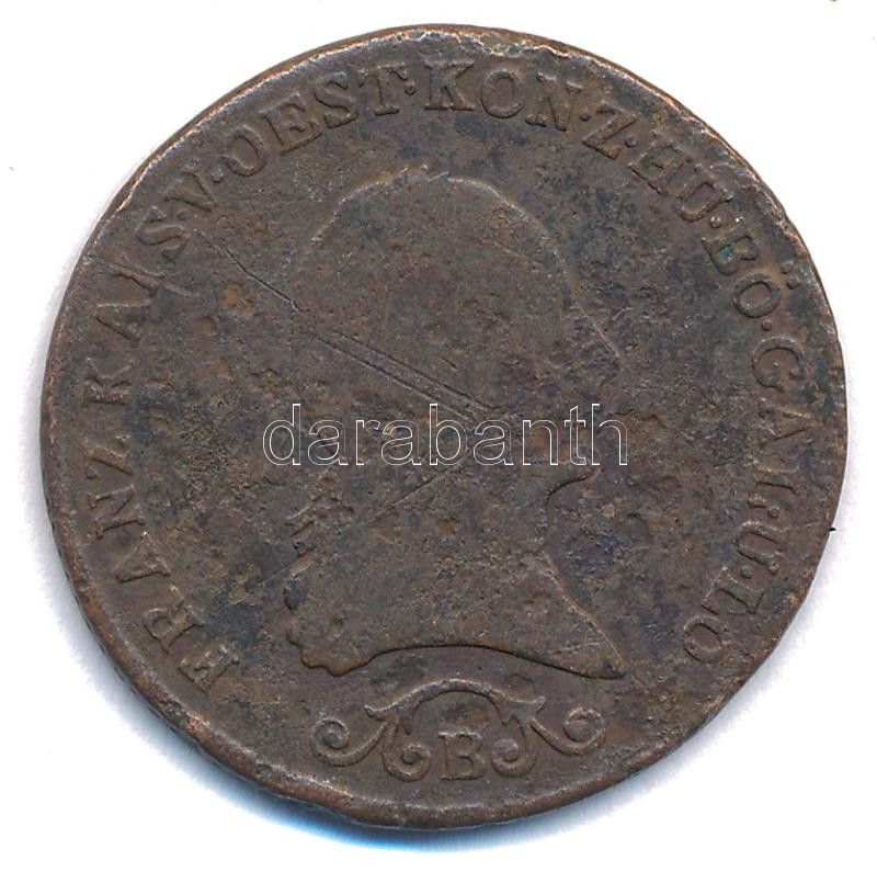 1812B 3kr Cu 'I. Ferenc' Körmöcbánya T:F patina, lapkahiba