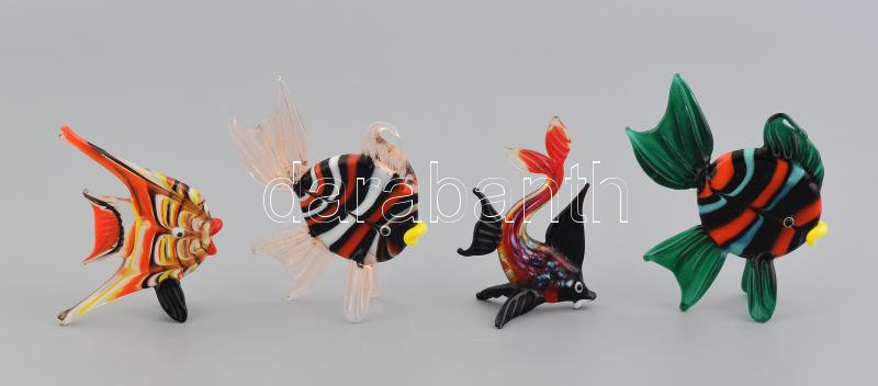 Murano hal gyűjtemény, 4 db, jelzés nélkül, hibátlan, m: 6,5-9 cm