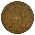Románia 1967. '450 éves az argesi kolostor' kétoldalas bronz emlékérem (59mm) T:AU,XF Romania 1967. '450th anniversary of the manastir in Arges' two-sided bronze medallion (59mm) C:AU,XF
