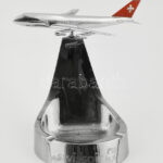 Swissair hamutartó repülőgép BÜHLER 7833, nikkelezett fém, jelzett, m: 18 cm