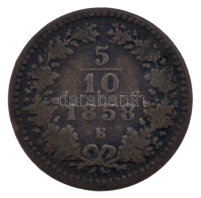 1858B 5/10kr Cu Körmöcbánya T:F patina - Image 2