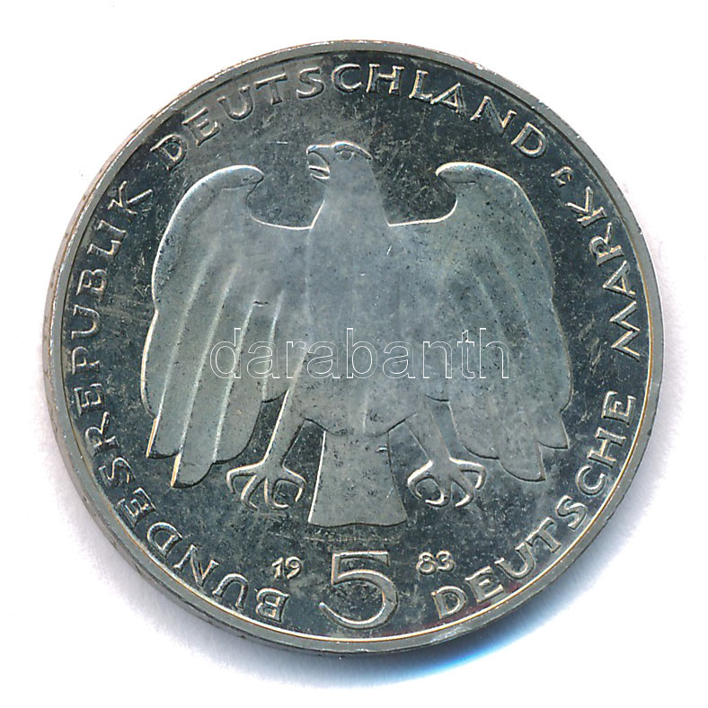 NSZK 1983J 5M Cu-Ni 'Karl Marx halálának 100. évfordulója' T:XF patina FRG 1983J 5 Mark Cu-Ni '100th Anniversary - Death of Karl Marx ' C:XF patina Krause KM#158 - Image 2