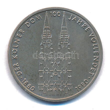 NSZK 1980F 5M Cu-Ni 'Kölni Dón' T:AU,XF patina FRG 1980F 5 Mark Cu-Ni 'Cologne Cathedral' C:AU,XF patina Krause KM#153
