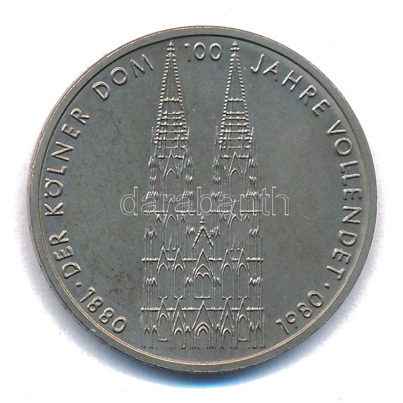 NSZK 1980F 5M Cu-Ni 'Kölni Dón' T:AU,XF patina FRG 1980F 5 Mark Cu-Ni 'Cologne Cathedral' C:AU,XF patina Krause KM#153