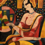 Scheiber H. 930 jelzéssel: Art Deco hölgy. Olaj, karton, kis sérüléssel, 56x48 cm - Image 2
