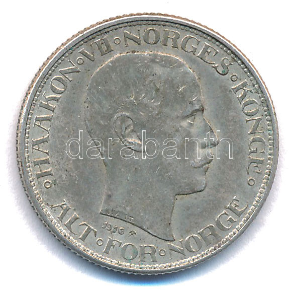 Norvégia 1916. 50ö Ag 'VII. Haakon' T:XF,VF patina Norway 1916. 50 Öre Ag 'Haakon VII' C:XF,VF patina Krause KM#374