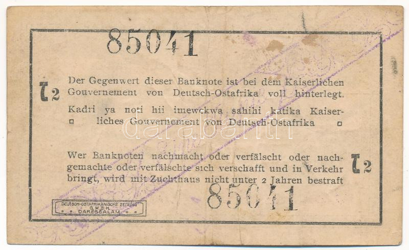 Német Kelet-Afrika 1916. 1R T:F fo. German East Africa 1916. 1 Rupie C:F spotted Krause P#19 - Image 2