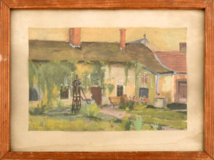 Urbán György (1936-2011): Sárospataki részlet. Akvarell, papír, jelezve balra lent, kartonra kasírozva, karton alja foltos, üvegezett fakeretben, 21,5×30,5 cm