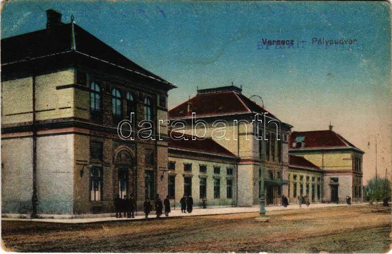 Versec, Werschetz, Vrsac; vasútállomás. Vasúti levelezőlapárusítás 1397. / railway station (fl)