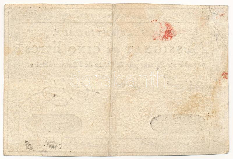 Franciaország 1792. 5L 'Assignata' T:F France 1792. 5 Livres 'Assignata' C:F Krause P#A61 - Image 2