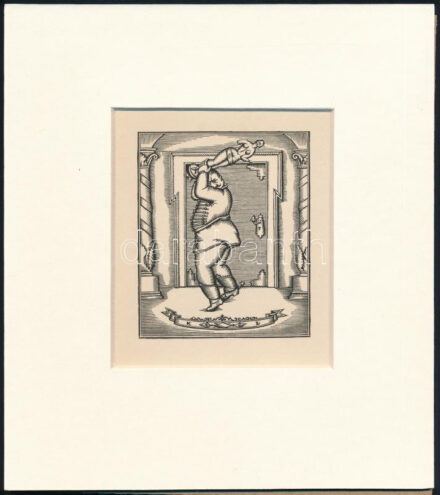 Kozma Lajos (1884-1948): Ütés. Fametszet, papír, jelzett a metszeten, paszpartuban, 8×6,5 cm