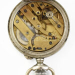 Ezüstözött fém tokos mechanikus, zsebóra, működik, d: 44 mm - Image 4