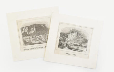 2 db fametszet paszoartuban: Apátfalvai kőedéngyárm Szarvaskő 11x14 cm