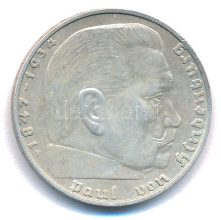 Német Harmadik Birodalom 1939F 2M Ag 'Hindenburg' T:XF,VF German Third Reich 1939F 2 Mark Ag 'Hindenburg' C:XF,VF Krause KM#93