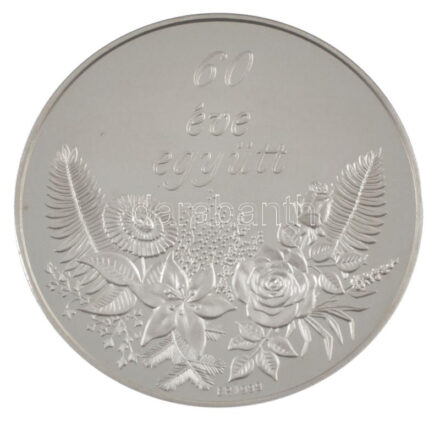 DN '60 éve együtt' jelzett Ag emlékérem dísztokban, tanúsítvánnyal (30,97g/0.999/42,5mm) T:PP