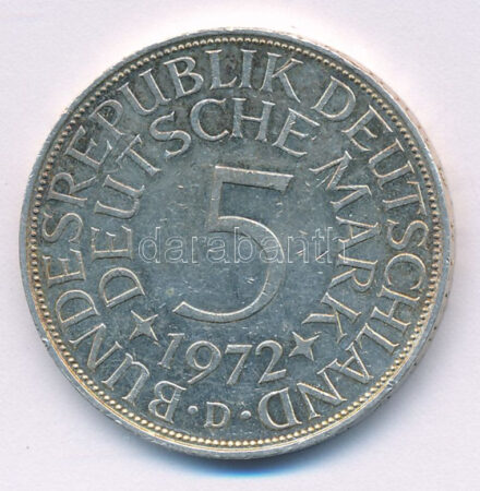 NSZK 1972D 5M Ag T:XF patina FRG 1972D 5 Mark Ag C:XF patina Krause KM# 112.1