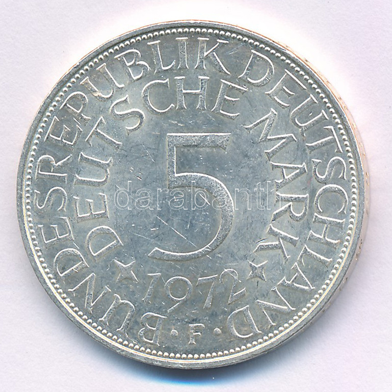 NSZK 1972F 5M Ag T:XF FRG 1972F 5 Mark Ag C:XF Krause KM# 112.1
