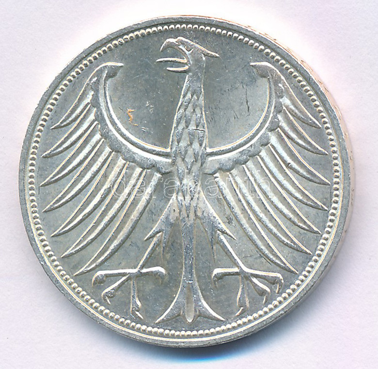 NSZK 1972F 5M Ag T:XF FRG 1972F 5 Mark Ag C:XF Krause KM# 112.1 - Image 2