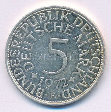 NSZK 1972F 5M Ag T:XF patina FRG 1972F 5 Mark Ag C:XF patina Krause KM# 112.1