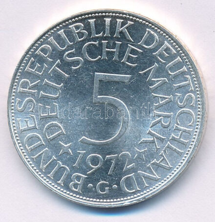 NSZK 1972G 5M Ag T:AU,XF FRG 1972G 5 Mark Ag C:AU,XF Krause KM# 112.1