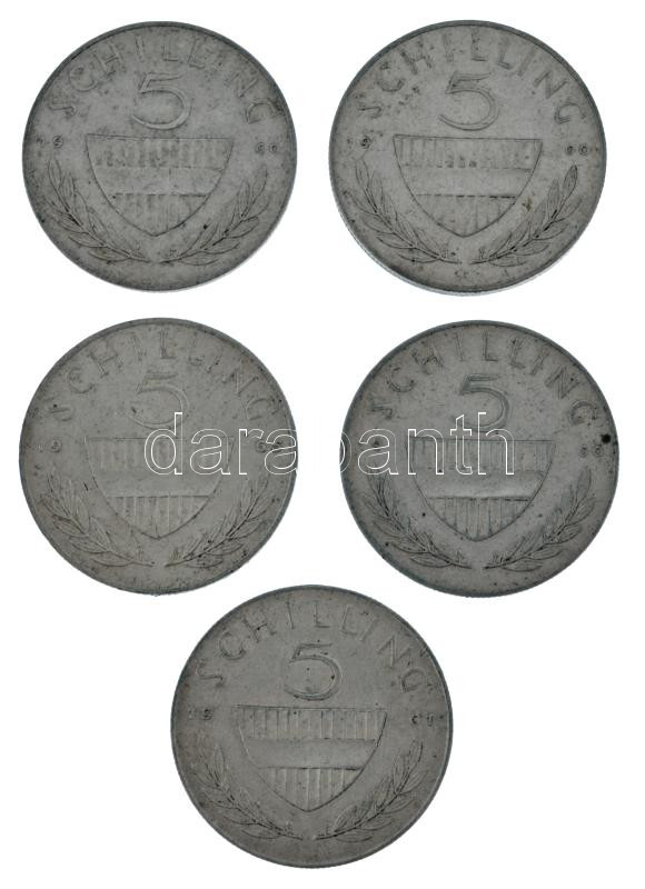Ausztria 1960-1965. 5Sch Ag (6x) T:XF patina Austria 1960-1965. 5Sch Ag (6x) C:XF patina Krause KM# 2889 - Image 2