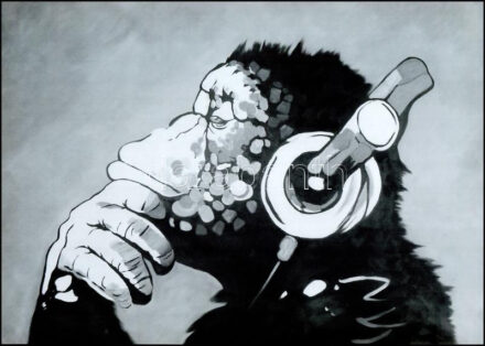 Banksy: Monkey. Jelzés nélkül. Ofszet, papír. 30x42 cm