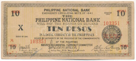 Fülöp-szigetek / Iloilo 1941. 10P T:F Philippines / Iloilo 1941. 10 Pesos C:F Krause P#S309a
