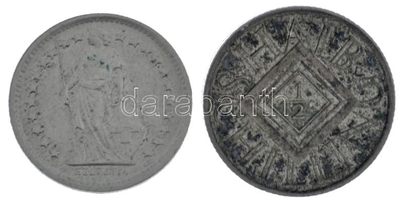 Ausztria 1925. 1/2Sch Ag + Svájc 1968. 1/2Fr Ag T:XF,AU patina T:2 patina Austria 1925. 1/2 Schilling Ag + Switzerland 1952-1968. 1/2 Franc Ag C:XF,AU patina Krause KM#2839, Krause KM#23