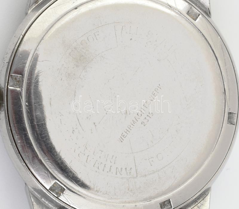 Fortis WW2 mechanikus karóra, kissé kopott bőrszíj, működik, d: 34mm - Image 3