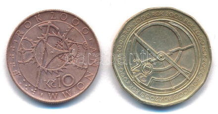 Csehország 2000. 10K + 20K 'Millennium' T:XF Czech Republic 2000. 10 Korun + 20 Korun 'Millennium' C:XF