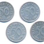 Német Harmadik Birodalom 1941-1943. 50pf Al (4xklf) T:XF,VF patina German Third Reich 1941-1943. 50 Pfennig Al (4xdiff) C:XF,VF patina