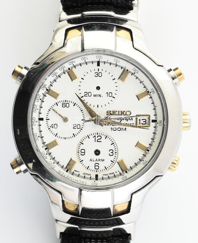 Seiko Cronograph karóra, nem jár, hiányzó mutatók, d: 4 cm