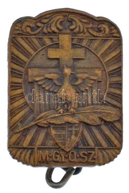 DN 'M.GY.O.SZ. (Magyar Gyorsírók Országos Szövetsége)' bronz jelvény, jelzetlen Martinelli Jenő (20x14mm) T:AU