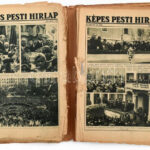 cca 1930-34 Képes Pesti Hírlap számos lapszáma 2 db karton mappában lefűzve, lyukasztva, részben sérült
