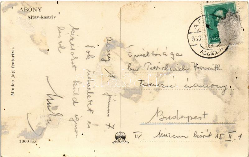 1933 Abony, Ajtay kastély (Rb) - Image 2