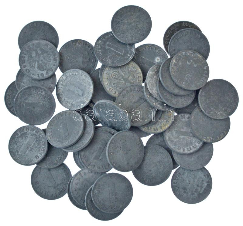 Német Harmadik Birodalom 1940-1944. 1pf Zn (53db) T:VF,F patina German Third Reich 1940-1944. 1 Pfennig Zn (53pcs) C:VF,F patina