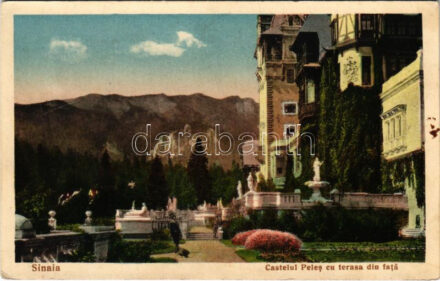 1938 Sinaia, Castelul Peles cu terasa din fata / castle