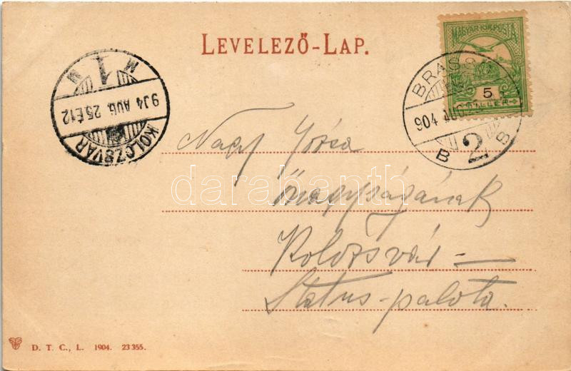 1904 Brassó, Kronstadt, Brasov; Livada postei / Postwiese mit Schlossberg / Postarét, Fellegvár / villa (EK) - Image 2